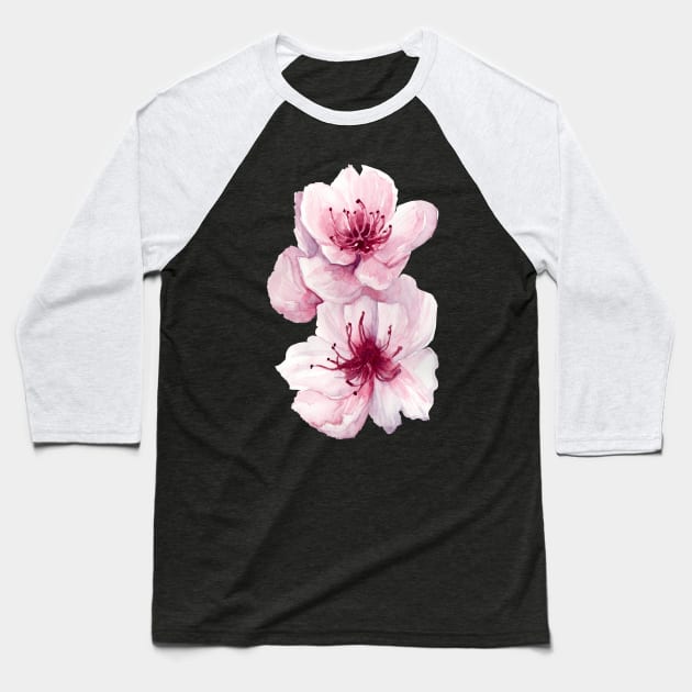 Peach Blossom Baseball T-Shirt by artofsuff